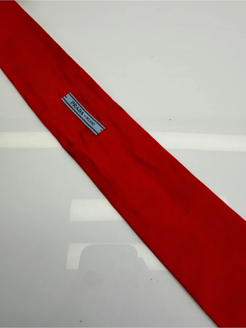 Prada Geometric Red & Multicolor Twilly Scarf